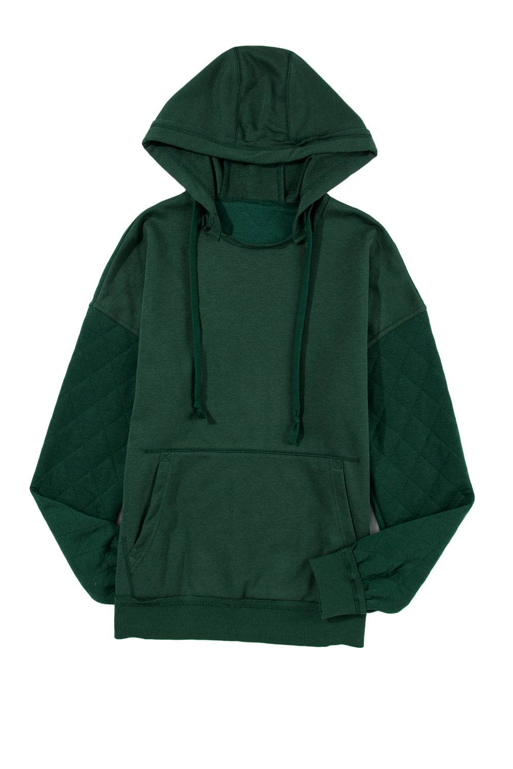 Stylish Green Quilted Patchwork Hoodie – Limited Stock Available