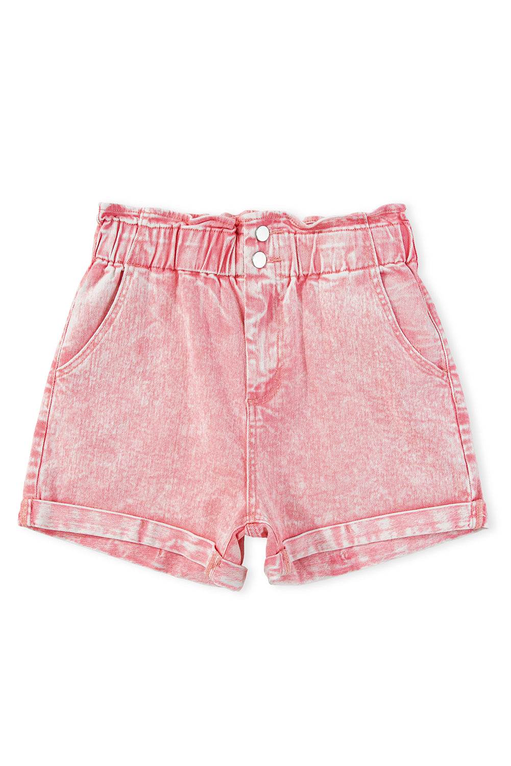 Trendy Stylish Vintage Washed Frilled High Waist Denim Shorts
