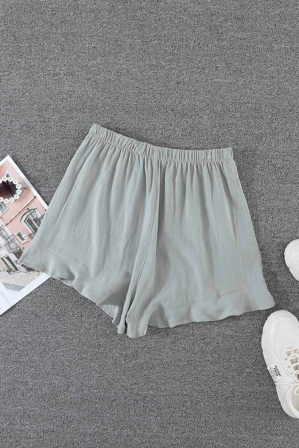 Trendy Stylish Casual High Waist Ruffle Shorts With Pockets