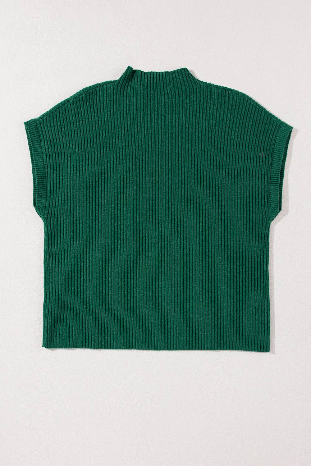 Women's Black Patch Pocket Ribbed Knit Short Sleeve Sweater
