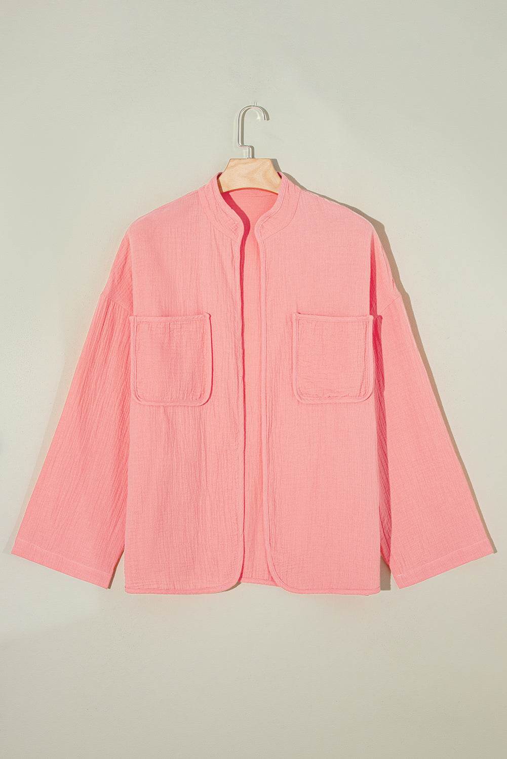 Flamingo Solid Color Plus Size Shacket Chic And Comfy Layers