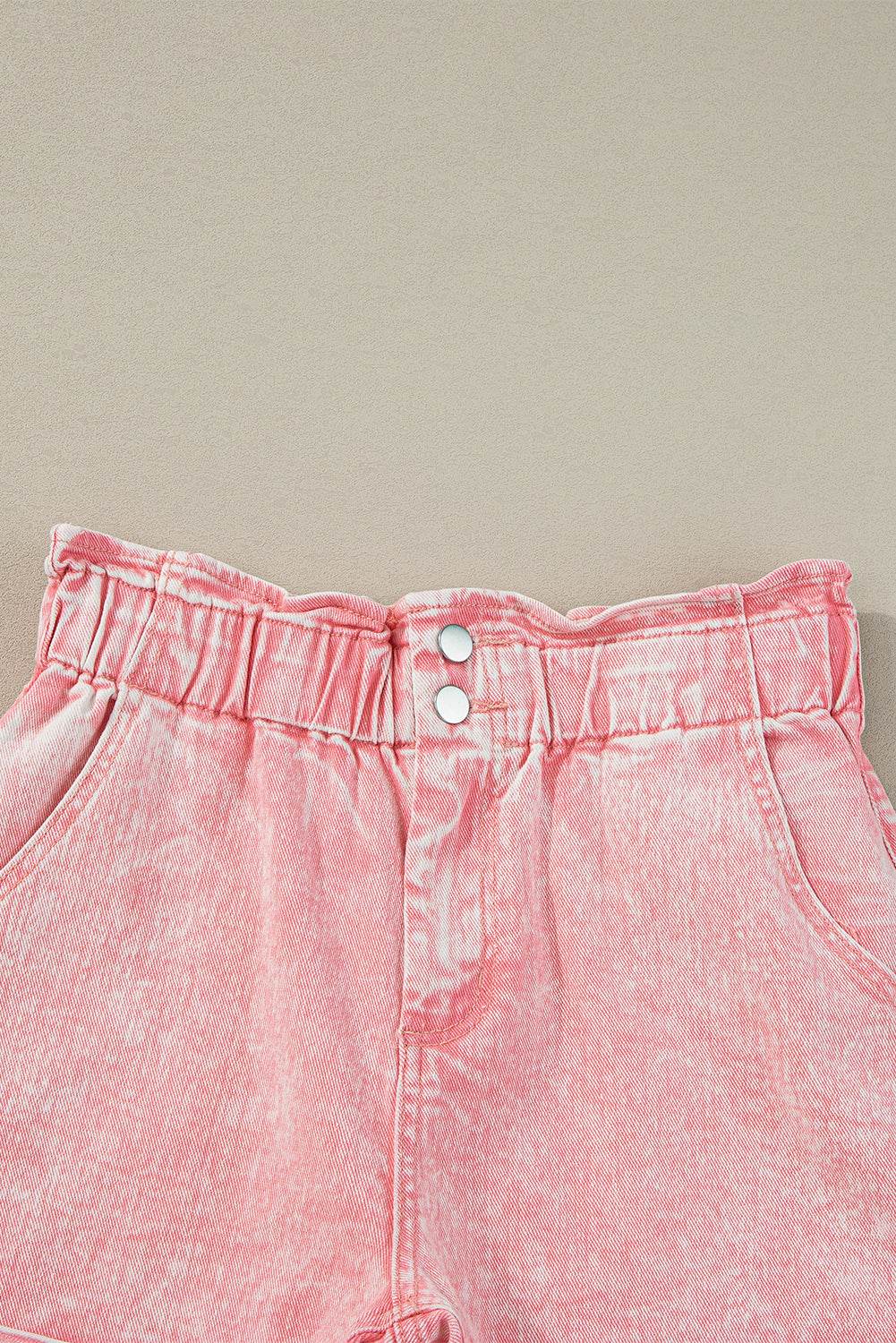 Trendy Stylish Vintage Washed Frilled High Waist Denim Shorts
